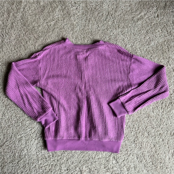 PJ Salvage Lilac Purple Seeing Stripes Long Sleeve Waffle Top Medium - Picture 9 of 9